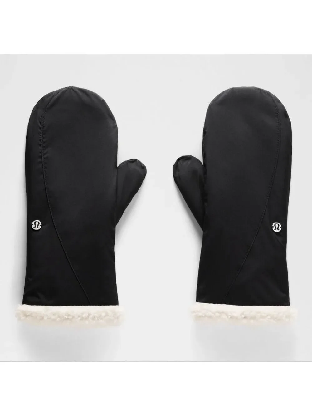 Women's Lululemon Boucle Fleece Lined Mittens Black/Light Ivory, Sz XL